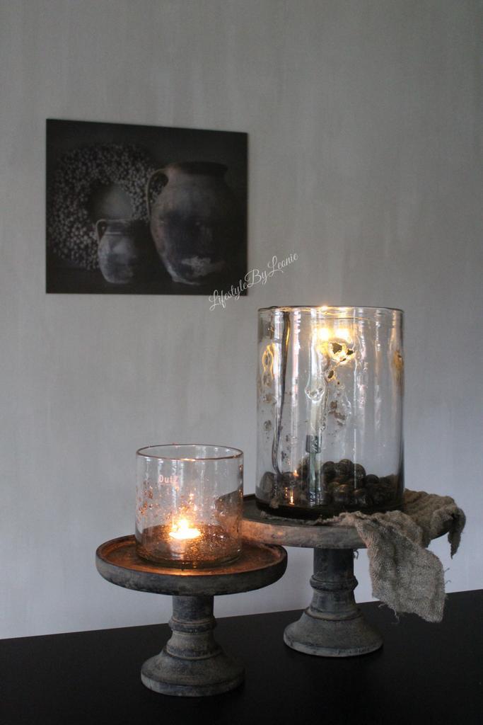 DUTZ cilinder windlicht met metal chips 30 cm, Huis en Inrichting, Woonaccessoires | Kandelaars en Kaarsen, Nieuw, Ophalen of Verzenden