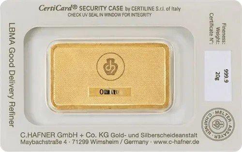 20 gram - Goud .999 - C. Hafner - Verzegeld en met, Postzegels en Munten, Edelmetalen en Baren