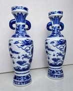 Vaas (2) - Schitterende Set Blauwe Chinoiserie Vazen - 29,5