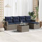 vidaXL 6-delige Loungeset met kussens poly rattan grijs, Tuin en Terras, 5 zitplaatsen, Nieuw, Loungeset, Verzenden