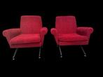 Fauteuil - Messing, Metaal, Textiel - Set vintage fauteuils