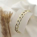 Gouden wijde gourmet schakelarmband., Ophalen of Verzenden, Gebruikt, Overige kleuren, Goud
