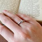 Witgouden solitair ring met diamant 0,09 ct., Sieraden, Tassen en Uiterlijk, Ringen, Gebruikt, Overige kleuren, Ophalen of Verzenden