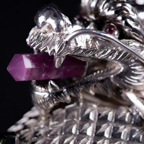 Luxe scepter gerealiseerd met Lemurische kwartspunt Zilveren, Verzamelen, Mineralen en Fossielen