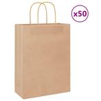 vidaXL Papieren zakken 50 st met hengsels 26x12x35 cm bruin, Verzenden, Nieuw