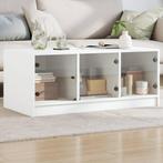 vidaXL Salontafel met glazen deuren 102x50x42 cm wit, 100 tot 150 cm, Verzenden, Nieuw, 50 tot 100 cm