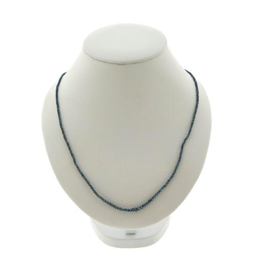 Kralen ketting van blauwe diamanten met gouden slot | 48 cm, Sieraden, Tassen en Uiterlijk, Armbanden, Overige kleuren, Gebruikt