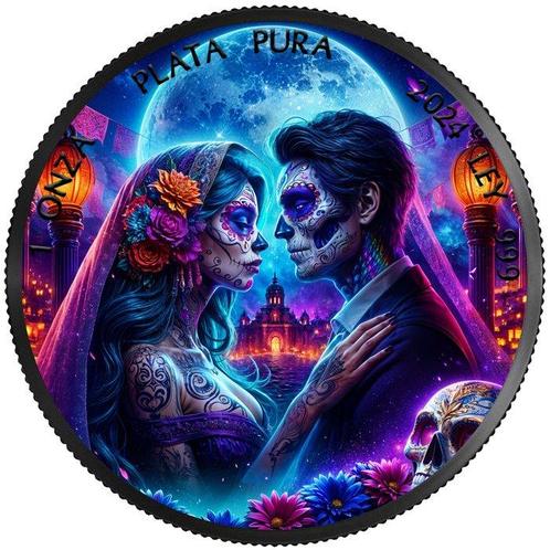 Mexico. 1 Onza 2024 Dia de los Muertos-Black Widow 1 Oz,, Postzegels en Munten, Munten | Europa | Niet-Euromunten