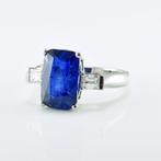 Ring Platina - 5.48ct. tw. Saffier - Diamant - Drie stenen, Sieraden, Tassen en Uiterlijk, Ringen, Nieuw