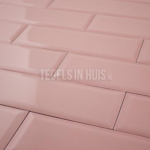 Metro wandtegel 10x30 havana craquele pink tulip roze, Doe-het-zelf en Verbouw, Tegels, Wandtegels, Nieuw, 10 m² of meer, Keramiek