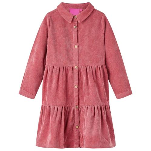 vidaXL Kinderjurk met lange mouwen ribfluweel 116 oudroze, Kinderen en Baby's, Kinderkleding | Overige, Nieuw, Verzenden