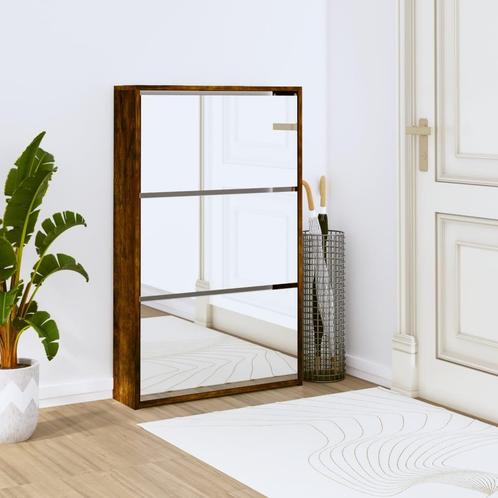vidaXL Schoenenkast met spiegel 3-laags 63x17x102,5 cm, Huis en Inrichting, Kasten | Schoenenrekken, Nieuw, Verzenden