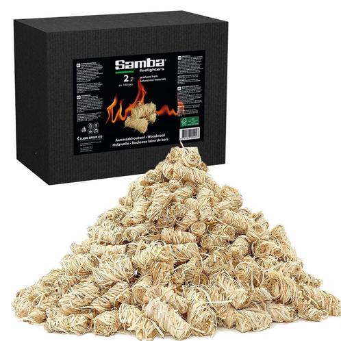 Samba Houtwol, Aanmaakhoutwol, Aanmaakkrullen, Wokkels -..., Tuin en Terras, Barbecue-accessoires, Nieuw, Ophalen of Verzenden