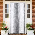 vidaXL Vliegengordijn 118x220 cm chenille grijs en wit, Verzenden, Nieuw, Grijs
