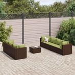 vidaXL 8-delige Loungeset met kussens poly rattan bruin, Nieuw, Loungeset, 7 zitplaatsen, Verzenden