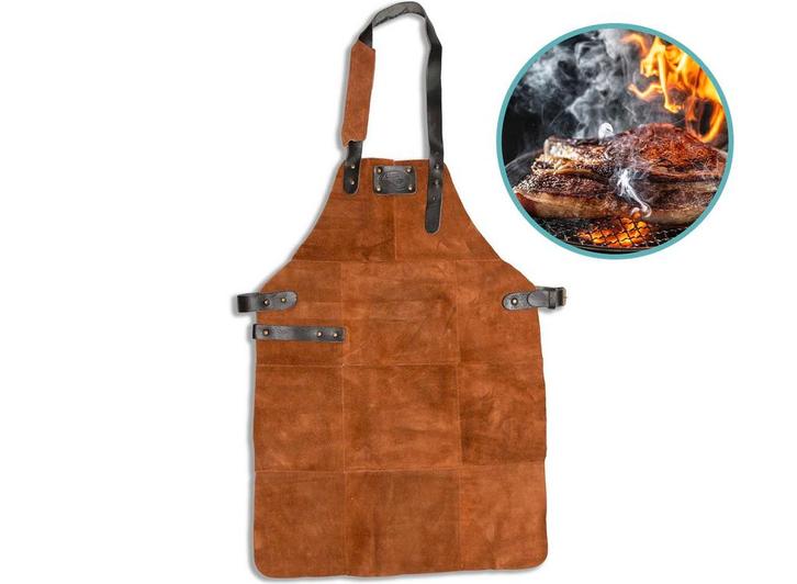 Leren BBQ Schort Suède Lichtbruin 81 x 56 cm, Huis en Inrichting, Keuken | Keukenbenodigdheden, Nieuw, Verzenden
