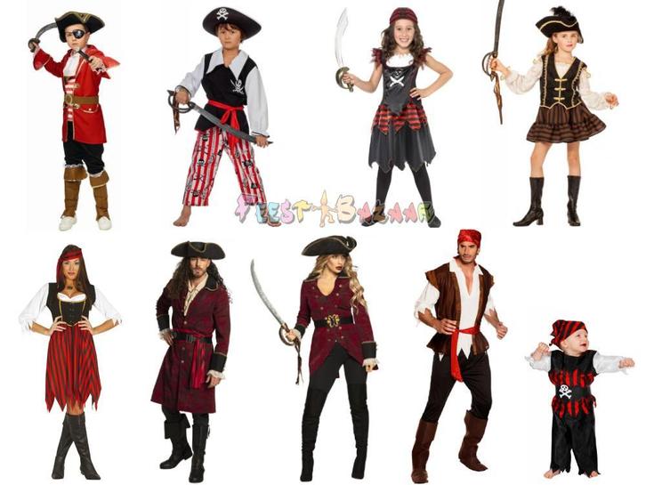 Piratenpak Jongens en Heren - Piratenjurk Meisjes en Dames, Kinderen en Baby's, Carnavalskleding en Verkleedspullen, Nieuw, Ophalen of Verzenden