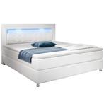 Boxspringbed Montana - 120 x 200 cm - Wit - LED Verlichting, Verzenden, Nieuw