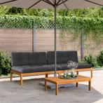 vidaXL Tuinmiddenbanken 2 st pallet met kussens massief, Verzenden, Nieuw, Hardhout