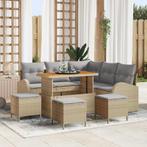 vidaXL Tuin Sofa Set met kussen 9 pcs Beige Poly riet, Tuin en Terras, Verzenden, Nieuw, Rotan