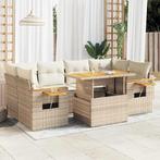 vidaXL 7-delige Loungeset met kussens poly rattan acacia, Verzenden, Nieuw, Rotan, Loungeset