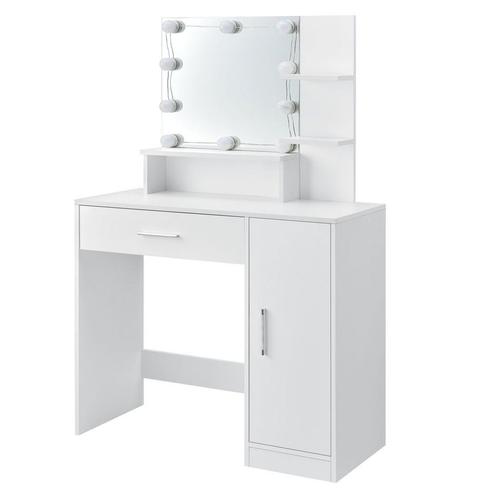 Schminktafel / kaptafel Zoey - Wit - Incl. Spiegel &amp; LED lam, Huis en Inrichting, Tafels | Kaptafels, Nieuw, Verzenden
