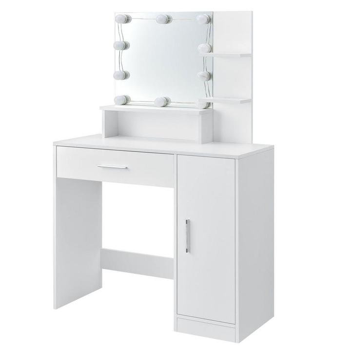 Schminktafel / kaptafel Zoey - Wit - Incl. Spiegel &amp; LED lam, Huis en Inrichting, Tafels | Kaptafels, Nieuw, Verzenden