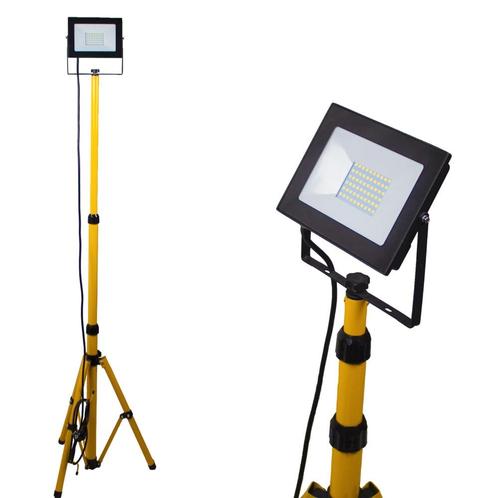 Enkele LED Bouwlamp 1x 50W op statief | 4500K - Daglicht wit, Doe-het-zelf en Verbouw, Bouwverlichting, Lamp met armatuur, Nieuw