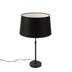 Tafellamp zwart met linnen kap zwart 35 cm verstelbaar -, Nieuw, Overige materialen, Modern, 50 tot 75 cm
