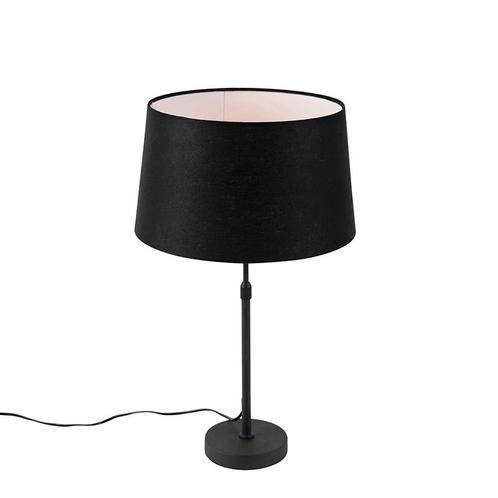 Tafellamp zwart met linnen kap zwart 35 cm verstelbaar -, Huis en Inrichting, Lampen | Tafellampen, Nieuw, Overige materialen