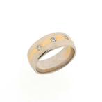 Bicolor gouden ring met diamanten | 0,16 ct. (witgoud), Sieraden, Tassen en Uiterlijk, Ringen, 18 tot 19, Gebruikt, Overige kleuren