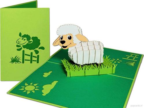 Vrolijk lammetje in de wei pop-up kaart - Lente Texels La..., Diversen, Wenskaarten, Verzenden