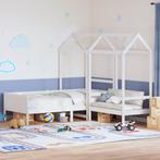 vidaXL Kinderbed met huisje en bankje massief grenenhout wit, 90 cm, Eenpersoons, Verzenden, Wit