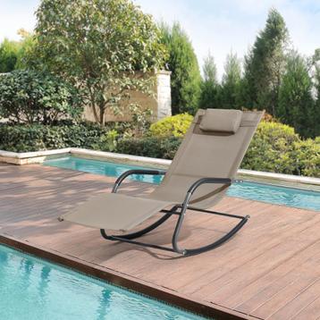 Ligstoel Caracena schommelstoel 147x63x89 cm beige beschikbaar voor biedingen