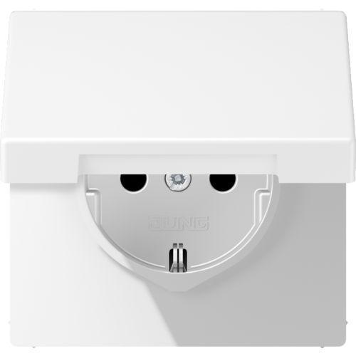 JUNG LS990 Wandcontactdoos 1V met randaarde en klepje, Doe-het-zelf en Verbouw, Elektra en Kabels, Nieuw, Ophalen of Verzenden