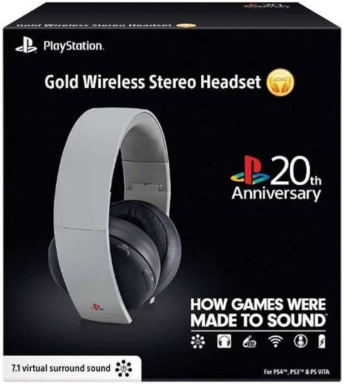 Sony PlayStation Gold Wireless Stereo Headset - 20th Anniver, Spelcomputers en Games, Spelcomputers | Sony PlayStation Consoles | Accessoires