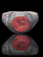 Oud-Romeins Brons, Stunning Intaglio Carnelian Sfinx Seal, Sieraden, Tassen en Uiterlijk, Antieke sieraden