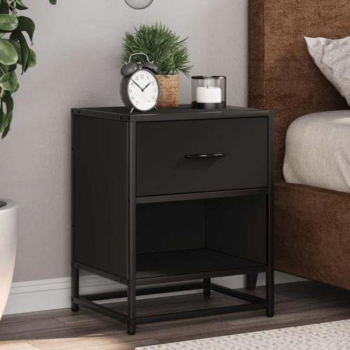 vidaXL Nachtkastje 40x31x50 cm bewerkt hout zwart, Huis en Inrichting, Slaapkamer | Nachtkastjes, Nieuw, Hout, Verzenden