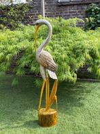 sculptuur, Kraanvogel - handsnijwerk - beschilderd - 99 cm -, Antiek en Kunst