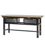 Werkbank zwart 200 cm met hardhouten blad en 2, Doe-het-zelf en Verbouw, Ophalen of Verzenden, Nieuw