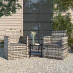 vidaXL 3-delige Loungeset met kussens poly rattan grijs, Tuin en Terras, Tuinsets en Loungesets, 3 zitplaatsen, Nieuw, Loungeset