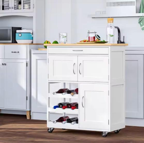 Keukenwagen met Lade, Kasten, Wijnrek en Wielen – 67x87 cm, Huis en Inrichting, Keuken | Keukenelementen, Nieuw, Verzenden
