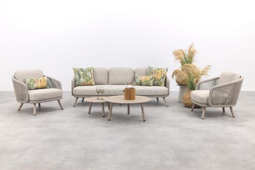 VDG Flow stoel/bank loungeset (5-delig) - Zand/Latte, Tuin en Terras, Tuinsets en Loungesets, Loungeset, Nieuw, Overige materialen