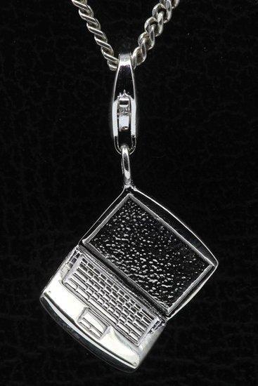 Zilveren Laptop middel hanger en/of bedel, Sieraden, Tassen en Uiterlijk, Bedels, Verzenden