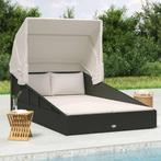 vidaXL Ligbed met inklapbaar dak 200x114x128 cm poly rattan, Tuin en Terras, Verzenden, Nieuw