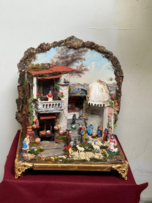 Kerststal Borgo napoletano - presepe artistico in miniatura, Antiek en Kunst, Kunst | Niet-Westerse kunst