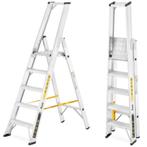 Ladder - Huishoudtrap - 5 treden - aluminium - 52x106x170 cm, Ophalen of Verzenden, Nieuw