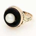 Ring - 14 karaat Geel goud - Onyx-Parel, Sieraden, Tassen en Uiterlijk, Ringen, Nieuw