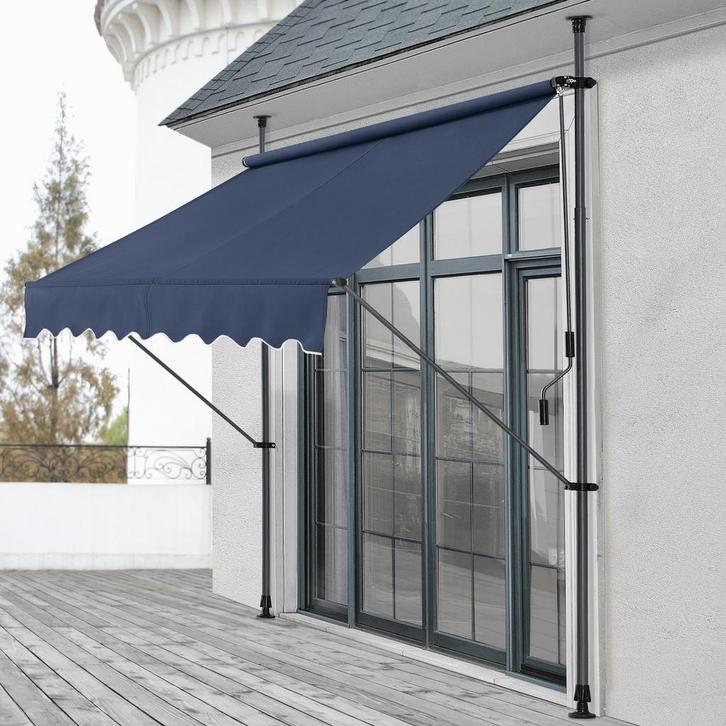 Klem zonwering luifel uitschuifbaar donkerblauw 250x120 cm, Tuin en Terras, Zonneschermen, Verzenden