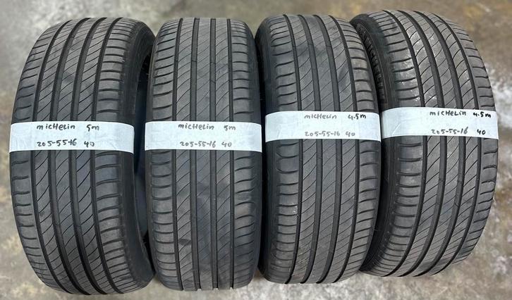 4x205-55-16 Michelin zomer 2x5m 2x4.5m €40per band 205 55 16, Auto-onderdelen, Banden en Velgen, 16 inch, Zomerbanden, 205 mm